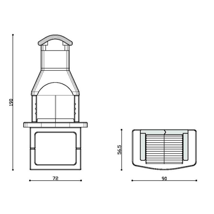 Linea VZ San Remo muurattu hiiligrilli, 57 × 40 cm, 3 korkeutta