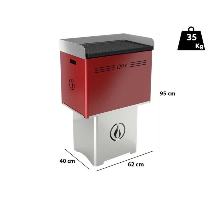 Linea VZ QBY rosso pellettigrilli, pirolöttinen palaminen, 60 × 38 cm, 35 kg