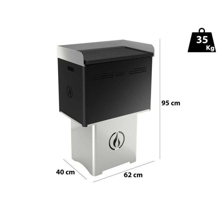 Linea VZ QBY nero pellettigrilli, 60 × 38 cm, pirolüüsi, kuljetuskahva