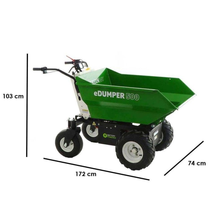 GreenBay eDUMPER 500 akkukäyttöinen dumper-kottikärry, 48 V, 500 kg