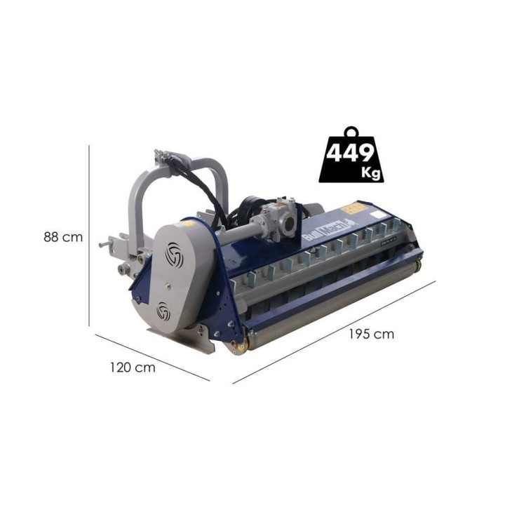 BullMach Demetra 165 SH -traktorimurskain, hydraulinen sivusiirto, 165 cm, 55–60 HP