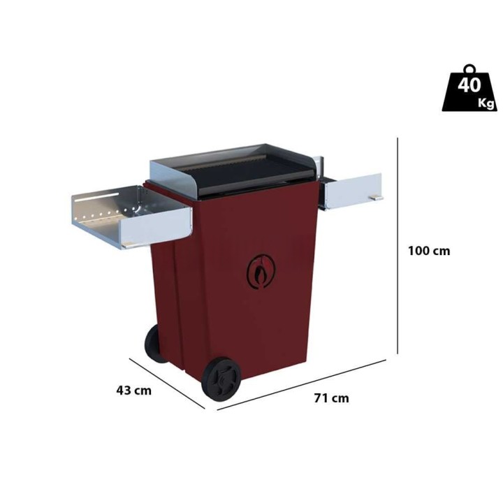 Linea VZ Party pellettigrilli, punainen, 60 × 38 cm paistolevy