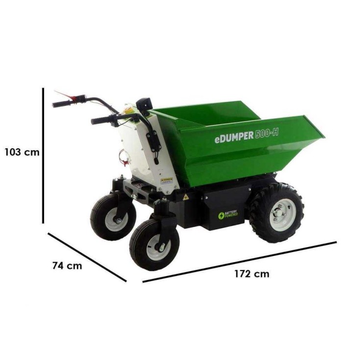 GreenBay eDUMPER 500-H akkukäyttöinen kuljetuskärry, 48 V, 500 kg, hydraulinen kippaus
