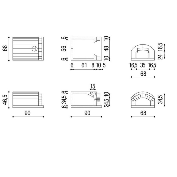 Linea VZ F4 puulämmitteinen pizzauuni, 56 × 61 cm, 2 pizzaa