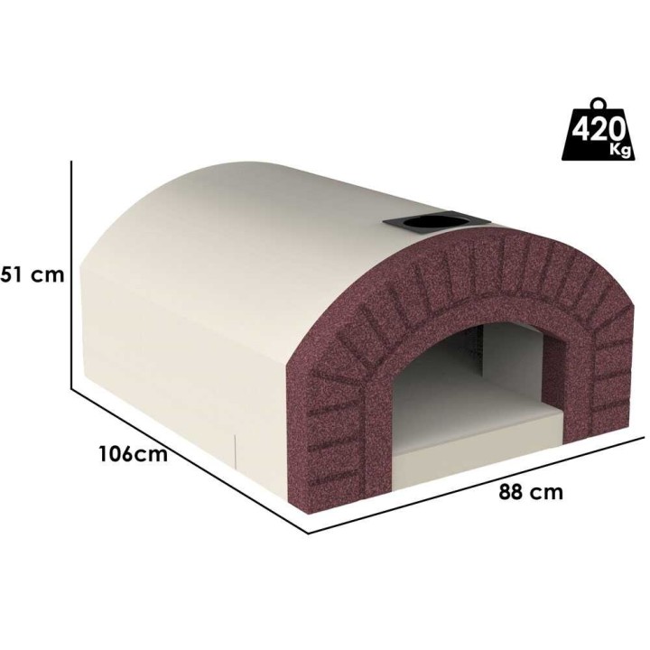 Linea VZ Capri upotettava puulämmitteinen pizzauuni, 72 × 70 cm, 3 pizzaa