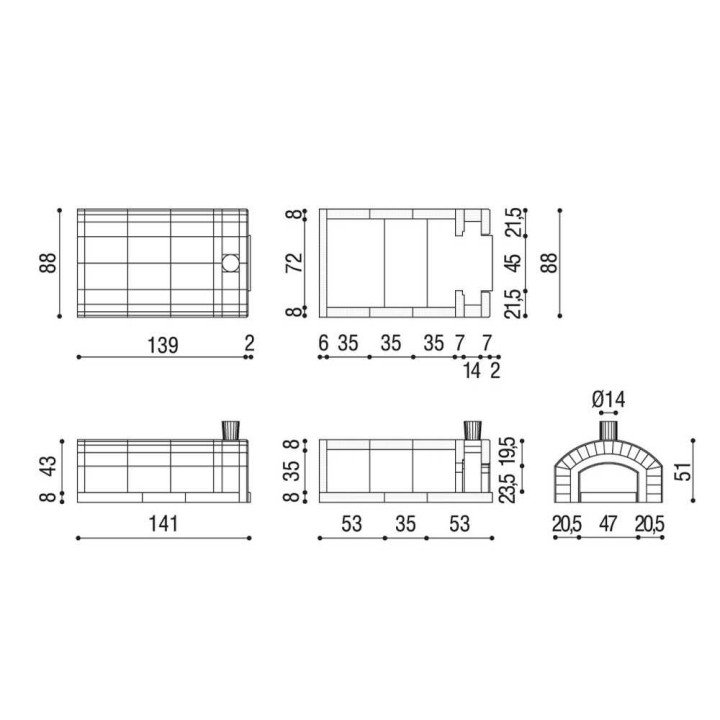 Linea VZ Sorrento puulämmitteinen leivinuuni, 72 × 105 cm, 5 pizzaa