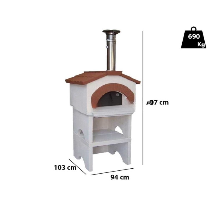 Linea VZ Ponza puulämmitteinen ulkouuni, 55 × 59 cm, 2 pizzaa