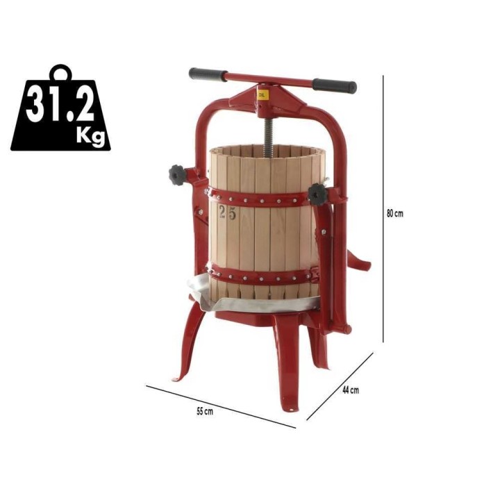Baesso F25 manuaalinen hedelmäpuristin, 20 l, puinen kori
