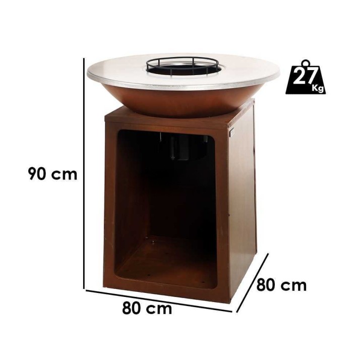 RoyalFood COR-4000 avogrilli puulle ja hiilelle, Corten-teräs, Ø 81 cm