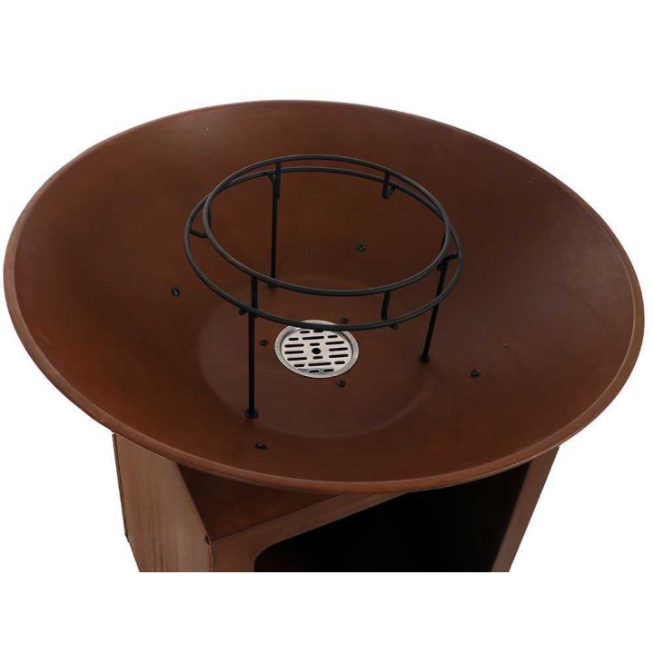 RoyalFood COR-4000 avogrilli puulle ja hiilelle, Corten-teräs, Ø 81 cm