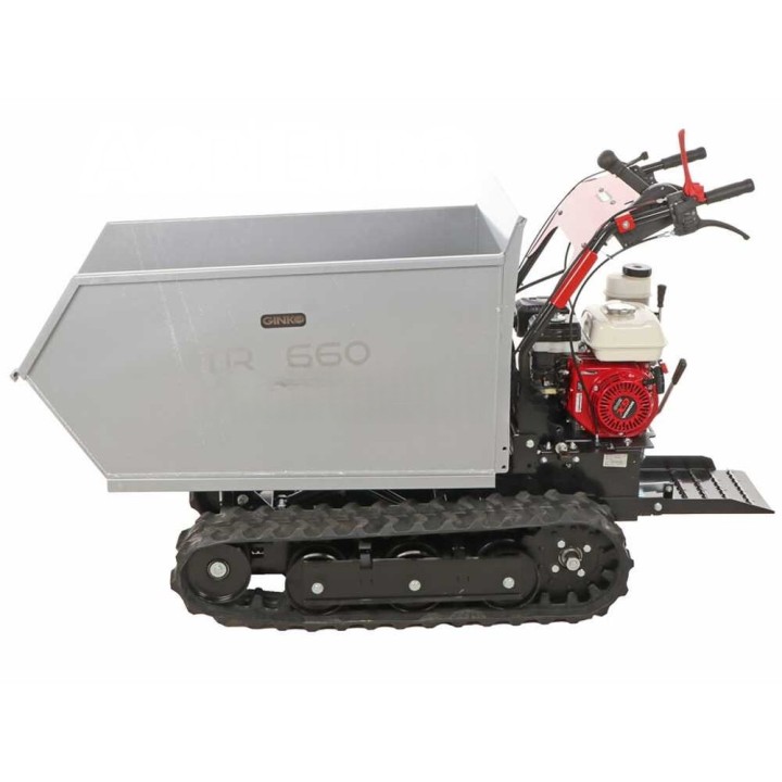 GINKO TR 660 telaketjudumpperi, Honda GX 200, 600 kg, hydraulinen lava