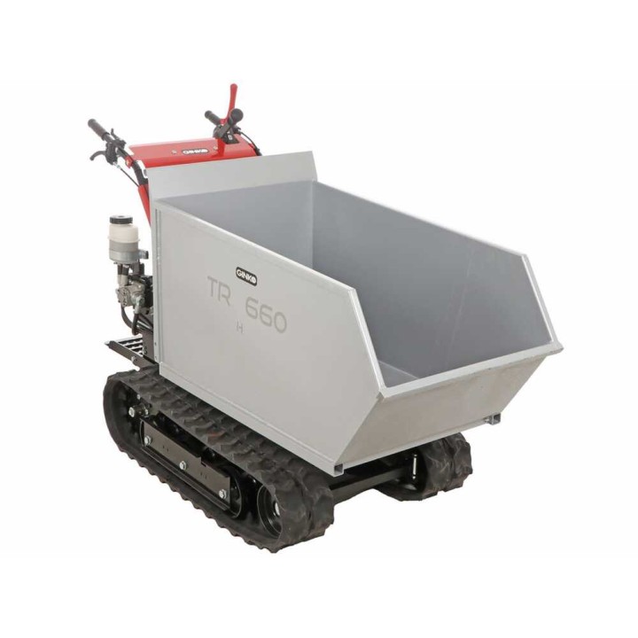 GINKO TR 660 telaketjudumpperi, Honda GX 200, 600 kg, hydraulinen lava
