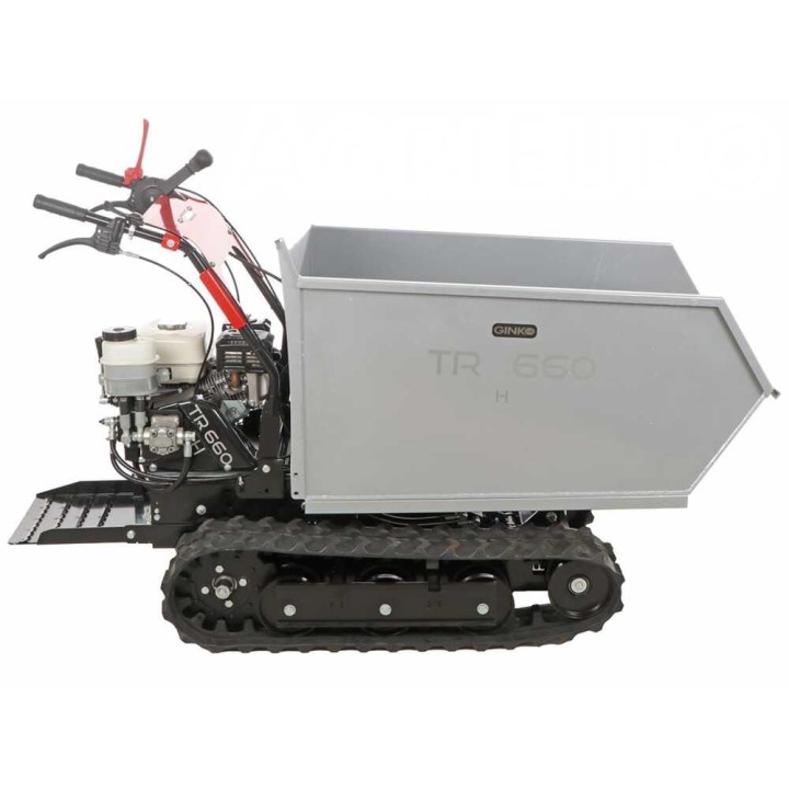 GINKO TR 660 telaketjudumpperi, Honda GX 200, 600 kg, hydraulinen lava