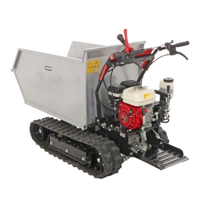 GINKO TR 660 telaketjudumpperi, Honda GX 200, 600 kg, hydraulinen lava