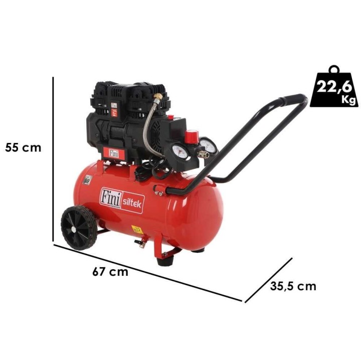 Fini Siltek TB 24 öljytön sähkökompressori, 1,5 HP, 24 l, 8 bar