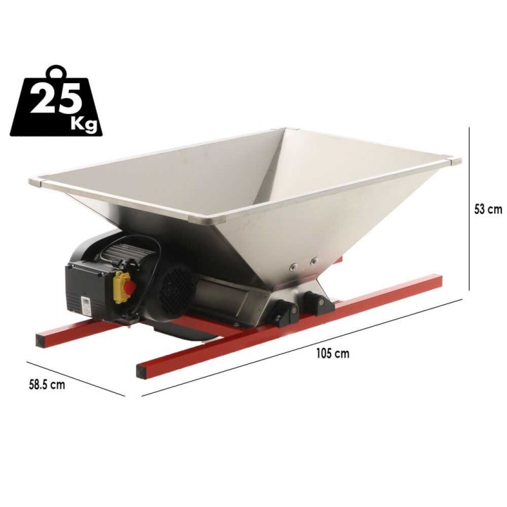 PIGMO INOX sähkökäyttöinen hedelmänmurskain, 1 HP, 230 V, ruostumaton teräs
