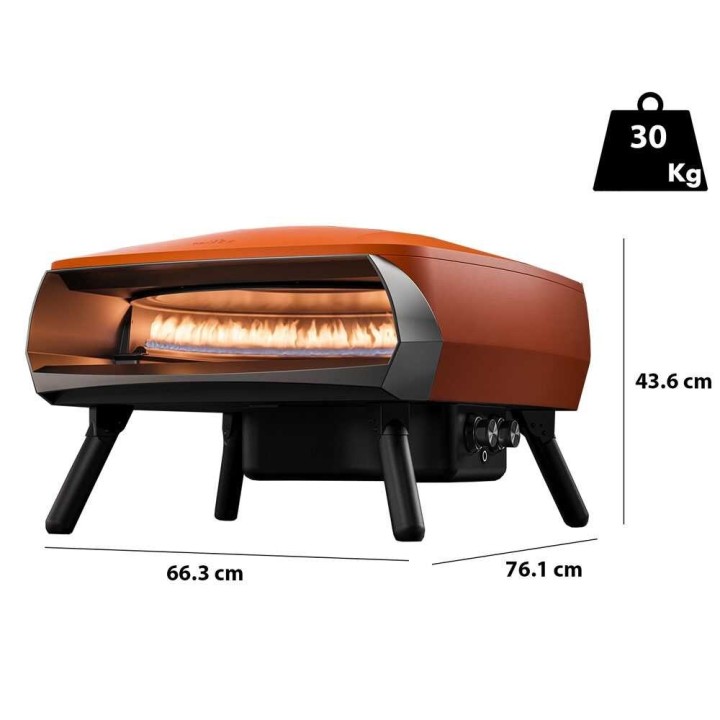 Witt Etna Rotante oranssi kaasupizzauuni, pyörivä paistokivi, 2 poltinta