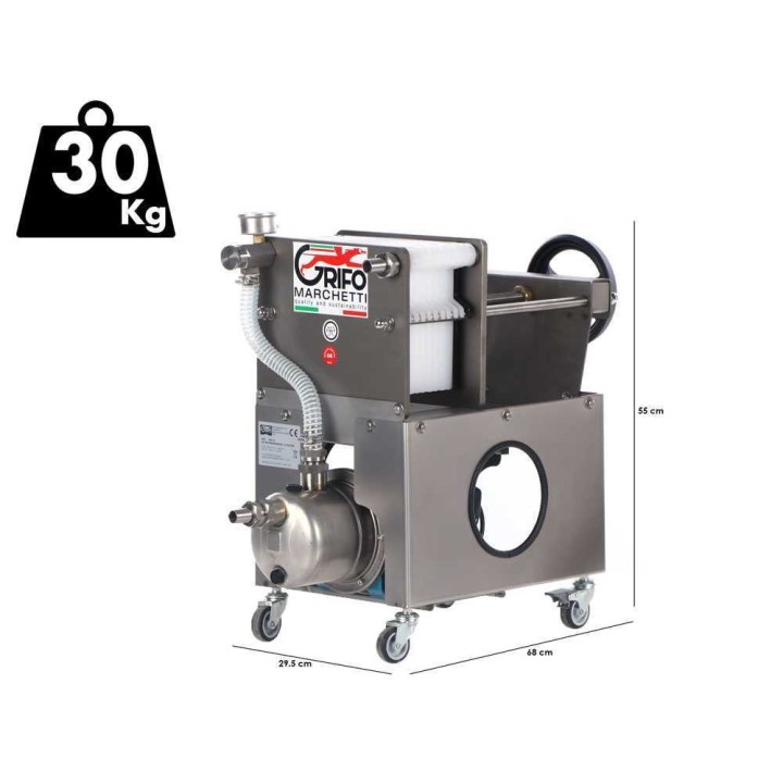 Grifo Professional Inox 10 levysuodatin viinille, 10 levyä, 0,5 HP, ruostumaton teräs