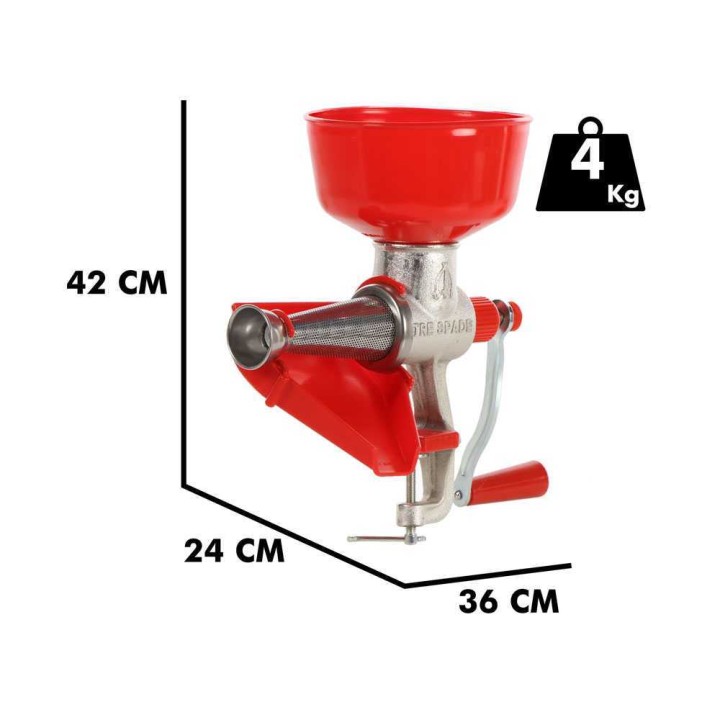 Tre Spade Mo/Mo manuaalinen passapomodoro, N.3, valurauta, 4 kg