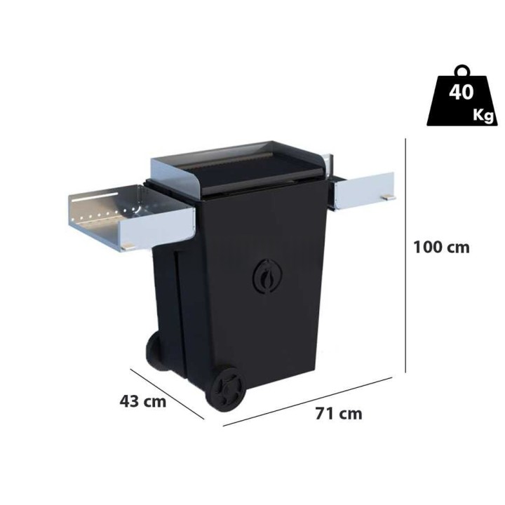 Linea VZ Party nero pellettigrilli, 60 × 38 cm, pyörillä