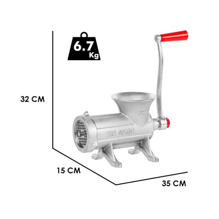 Tre spade TC-22 käsikäyttöinen lihamylly, valurauta, nro 22, 8 mm