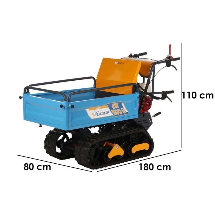 EuroMech EM500H-Agri telaketjuvetoinen moottorikärry, 500 kg, Honda GX 200