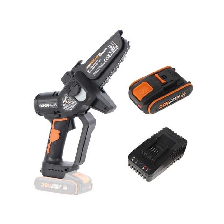 Worx Nitro WG325E akkukäyttöinen oksasaha 20 V 12 cm akku ja laturi