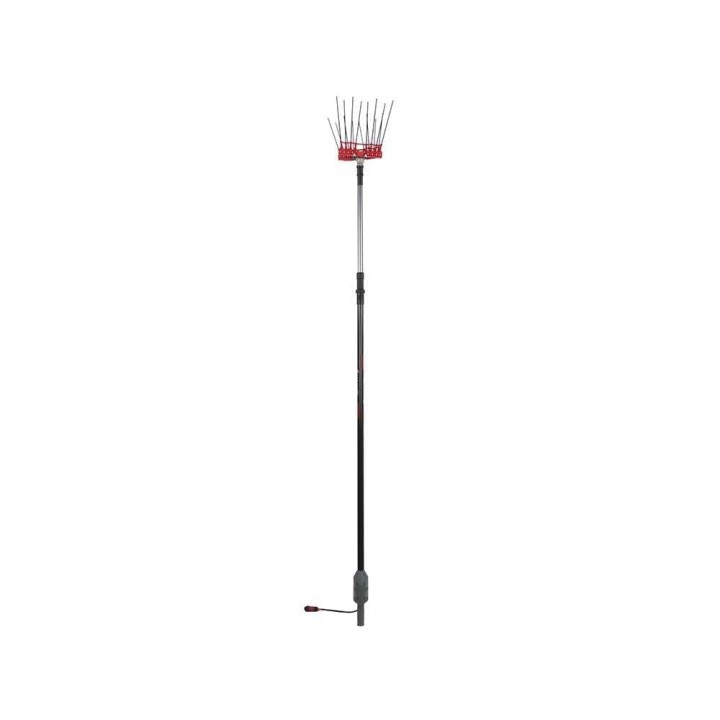 Lisam Swing 36V oliivinkorjuukampa, 8 + 8 hiilikuitupiikkiä, teleskooppivarsi 220–300 cm