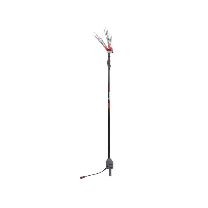 Lisam Swing 36V oliivinkorjuukampa, 8 + 8 hiilikuitupiikkiä, teleskooppivarsi 220–300 cm