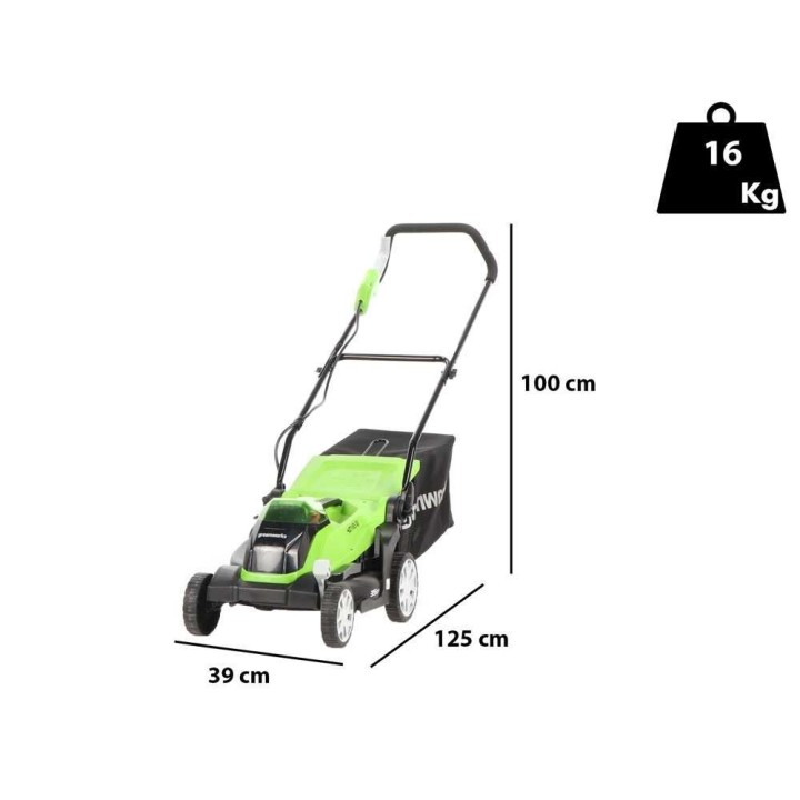 Greenworks G40LM35K2 akkuruohonleikkuri, 40 V, 35 cm, 2 Ah siirtosäiliöllä