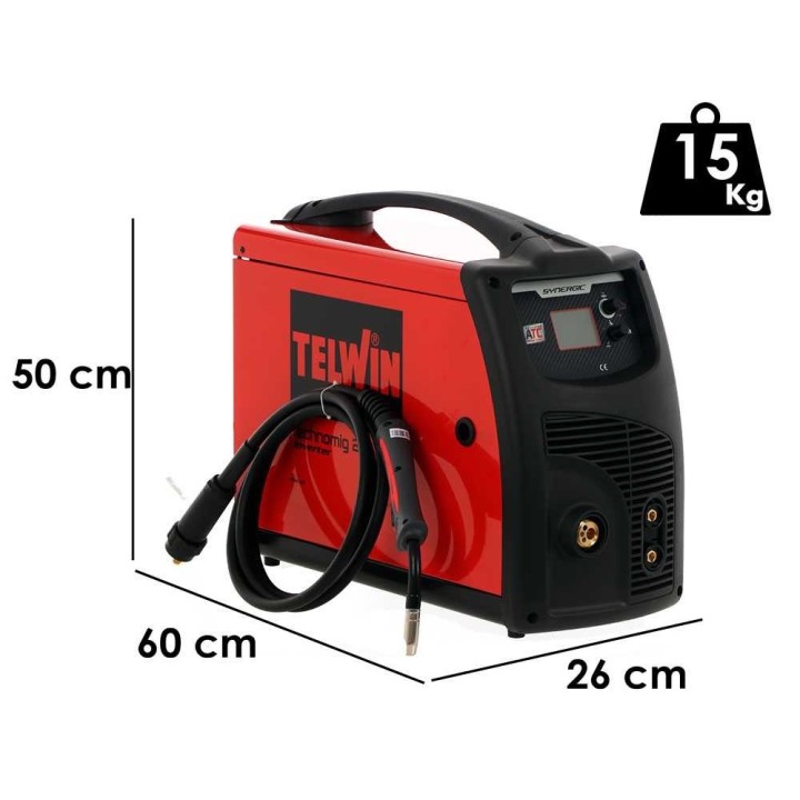 Telwin Technomig 215 Dual Synergic moniprosessi-invertteri, MIG-MAG, MMA, TIG, 20–220 A