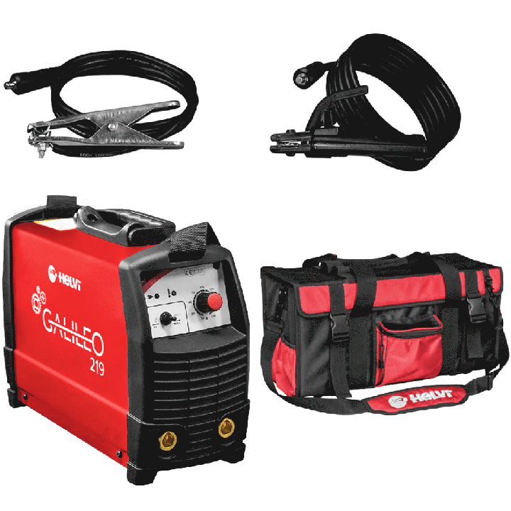Helvi Galileo 219 hitsausinvertteri MMA TIG Lift 200 A laukku ja tarvikkeet