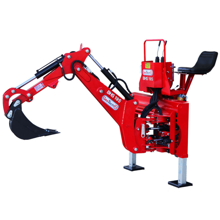 GeoTech Pro BHS 195 -kaivuri traktoriin, hydraulinen sivusiirto, 30–45 HP