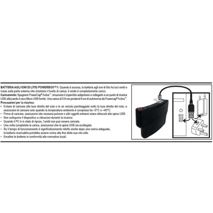 Powercap Active IP -hengityksensuojain, 2 suodatinta, ladattava litiumakku