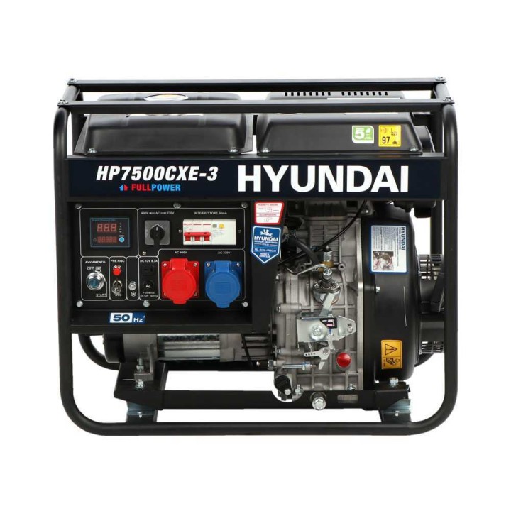 Hyundai HP7500CXE-3 dieselgeneraattori, 4,5 kW, 5,2 kW, yksi- ja kolmivaihe
