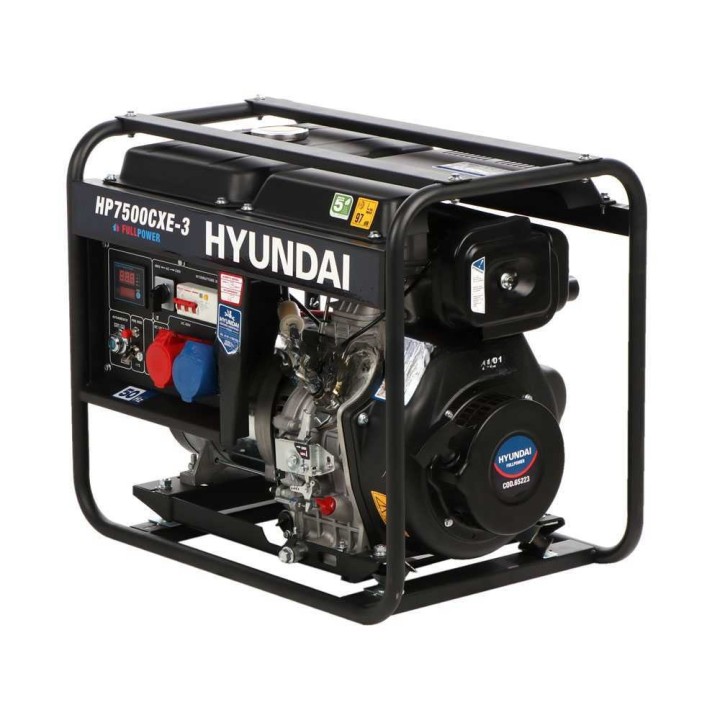 Hyundai HP7500CXE-3 dieselgeneraattori, 4,5 kW, 5,2 kW, yksi- ja kolmivaihe