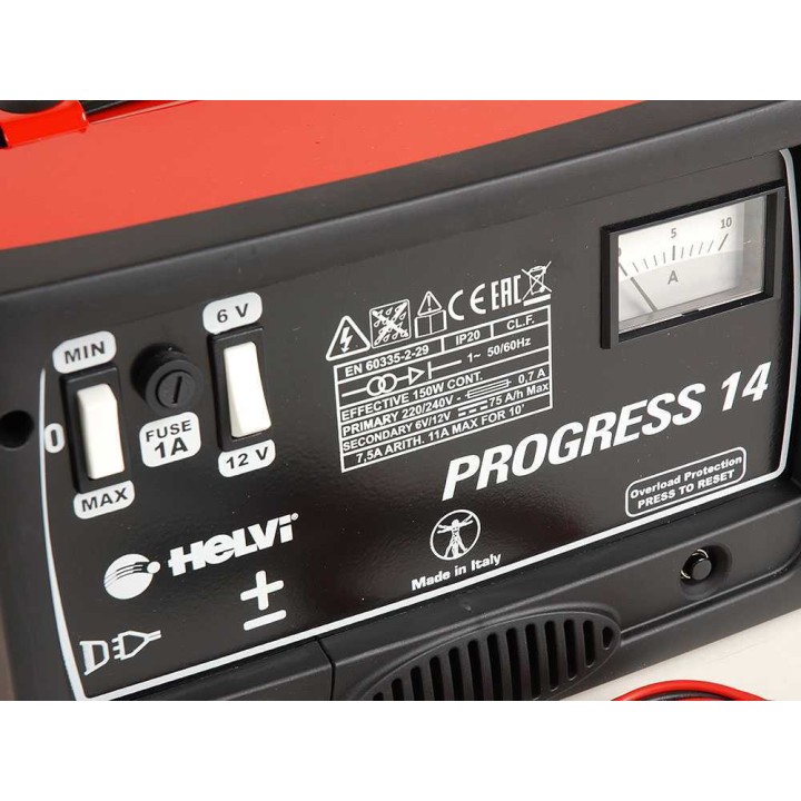 Helvi Progress 14 akkulaturi 6/12 V, 140 W, lyijy- ja Wet-akuille