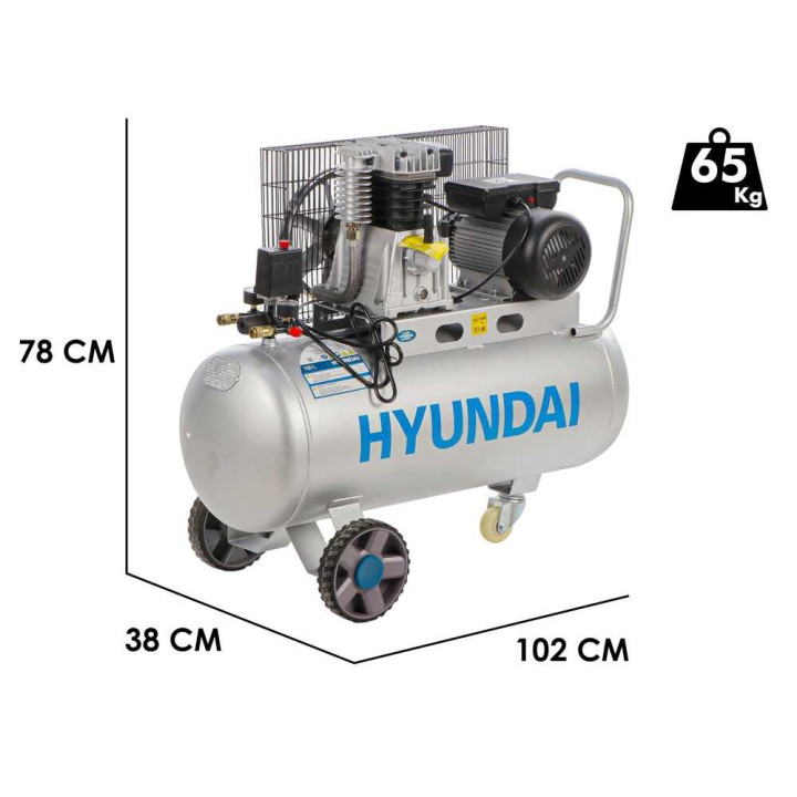 Hyundai MB2065/100L hihnavetoinen kompressori, 3 HP, 100 l, 8 bar