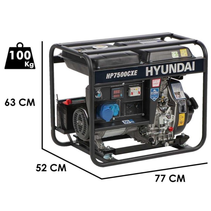Hyundai HP7500CXE dieselgeneraattori, 4,5 kW, 5,2 kW, ATS