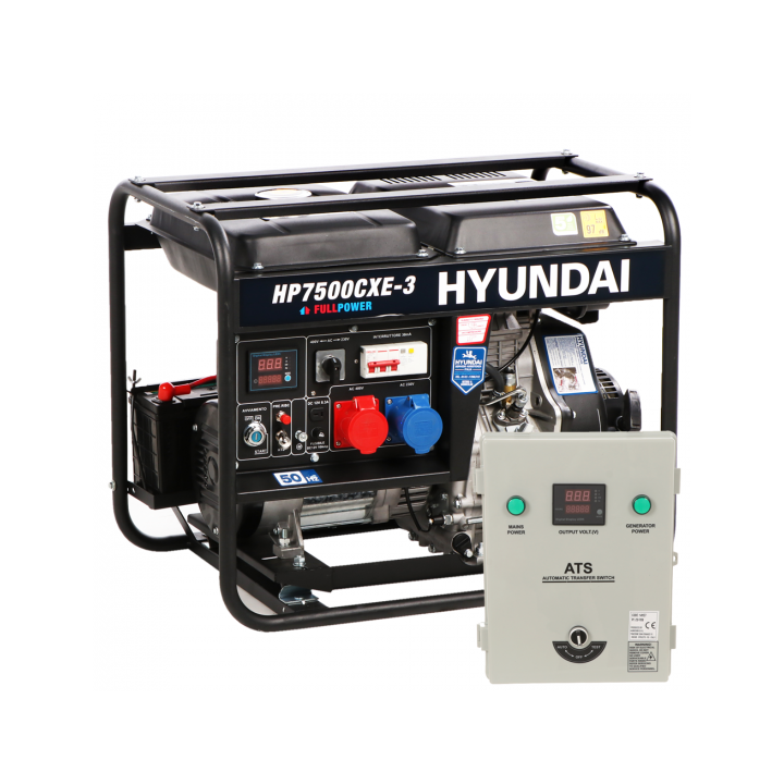 Hyundai HP7500CXE 3 dieselgeneraattori 5 2 kW 4 5 kW jatkuva teho ATS