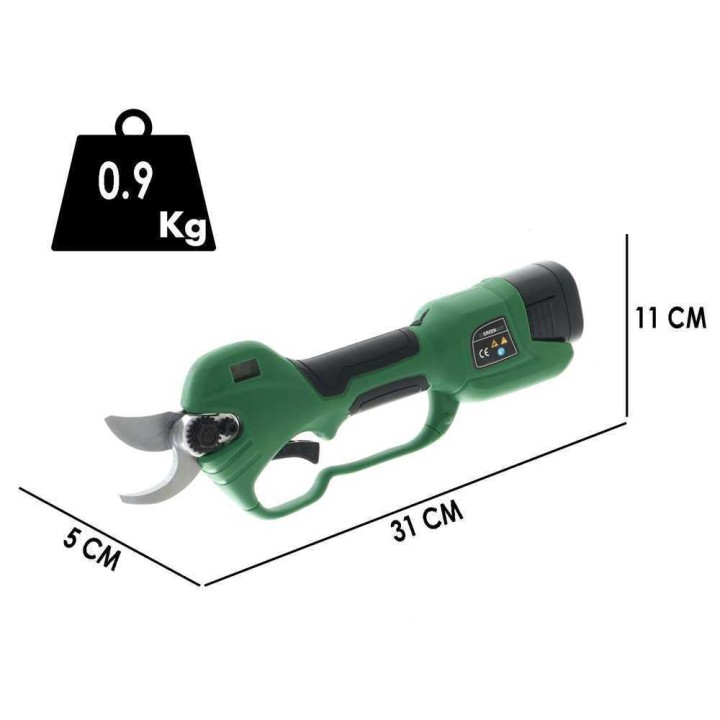 GreenBay TopCut 28 sähköoksasakset teleskooppivarrella, 2 akkua 16,8 V 2 Ah, 28 mm