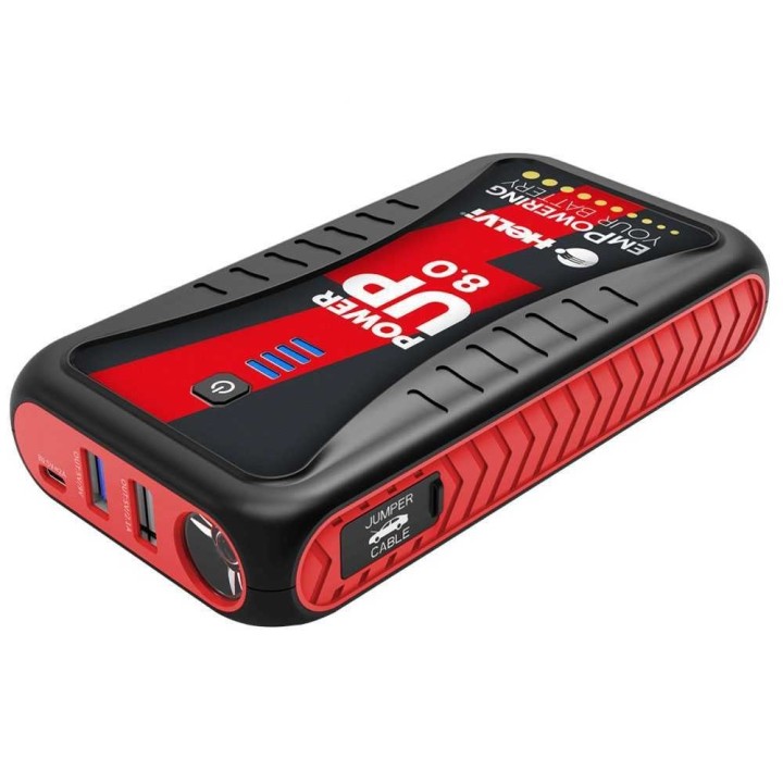 Helvi Power Up 8.0 kannettava 12 V käynnistin ja virtapankki, 8 000 mAh