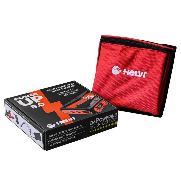 Helvi Power Up 8.0 kannettava 12 V käynnistin ja virtapankki, 8 000 mAh