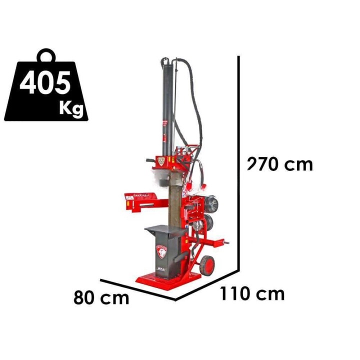 Ceccato Olindo SPLET20 pystymallinen halkomakone, 20 t, 7,5 HP, 400 V ja traktori