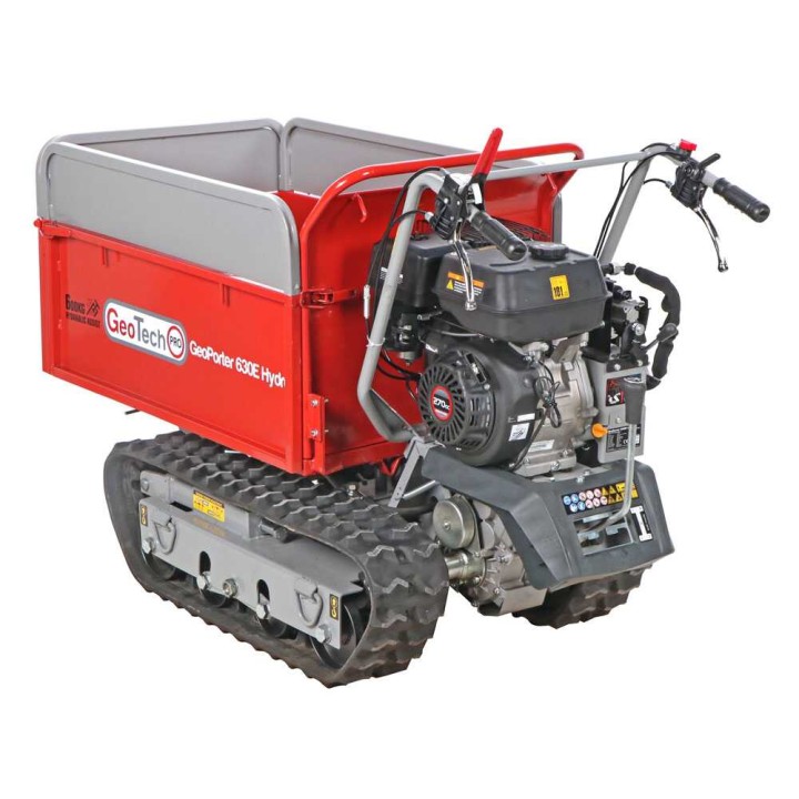 GeoPorter 630E Hydro telaketjukuljetin, jatkettava hydraulisesti kipattava lava, 600 kg, 9 HP