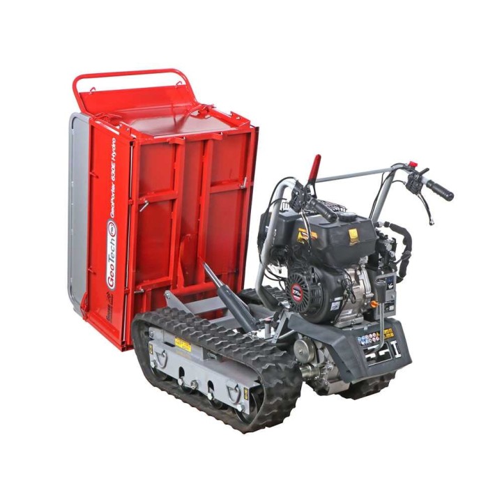 GeoPorter 630E Hydro telaketjukuljetin, jatkettava hydraulisesti kipattava lava, 600 kg, 9 HP