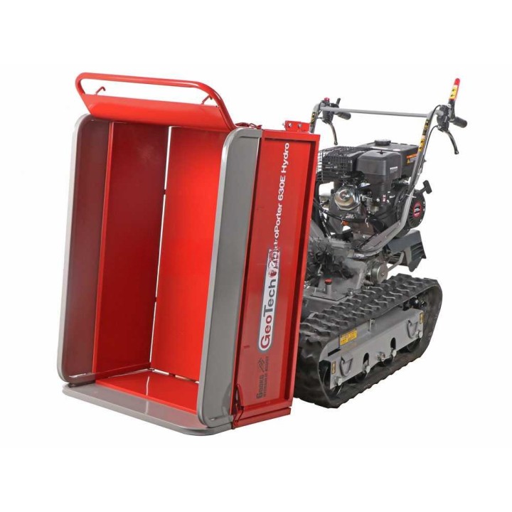 GeoPorter 630E Hydro telaketjukuljetin, jatkettava hydraulisesti kipattava lava, 600 kg, 9 HP