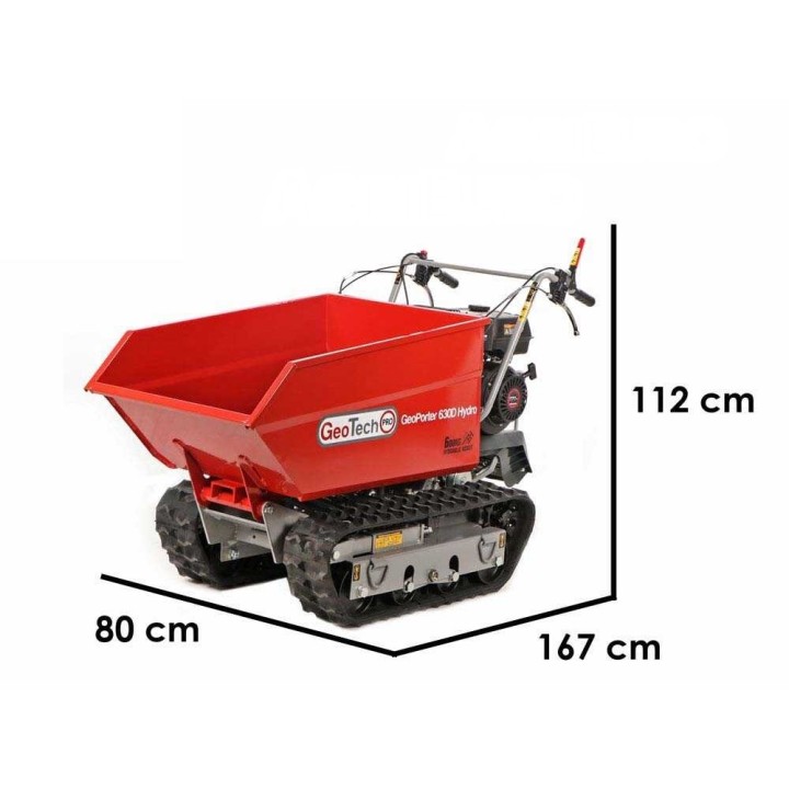 GeoTech Pro GeoPorter 630D Hydro telaketjukuljetin, dumper-lava, 600 kg, 9 HP