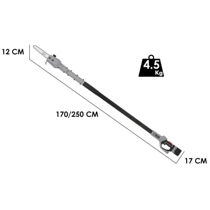 Volpi KVS8000P akkukäyttöinen oksasaha, teleskooppivarsi 170–250 cm