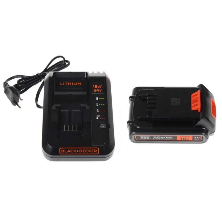 Black & Decker BDC2A20-QW aloituspakkaus, 2 Ah:n pikalaturi ja 18 V:n 2 Ah:n akku